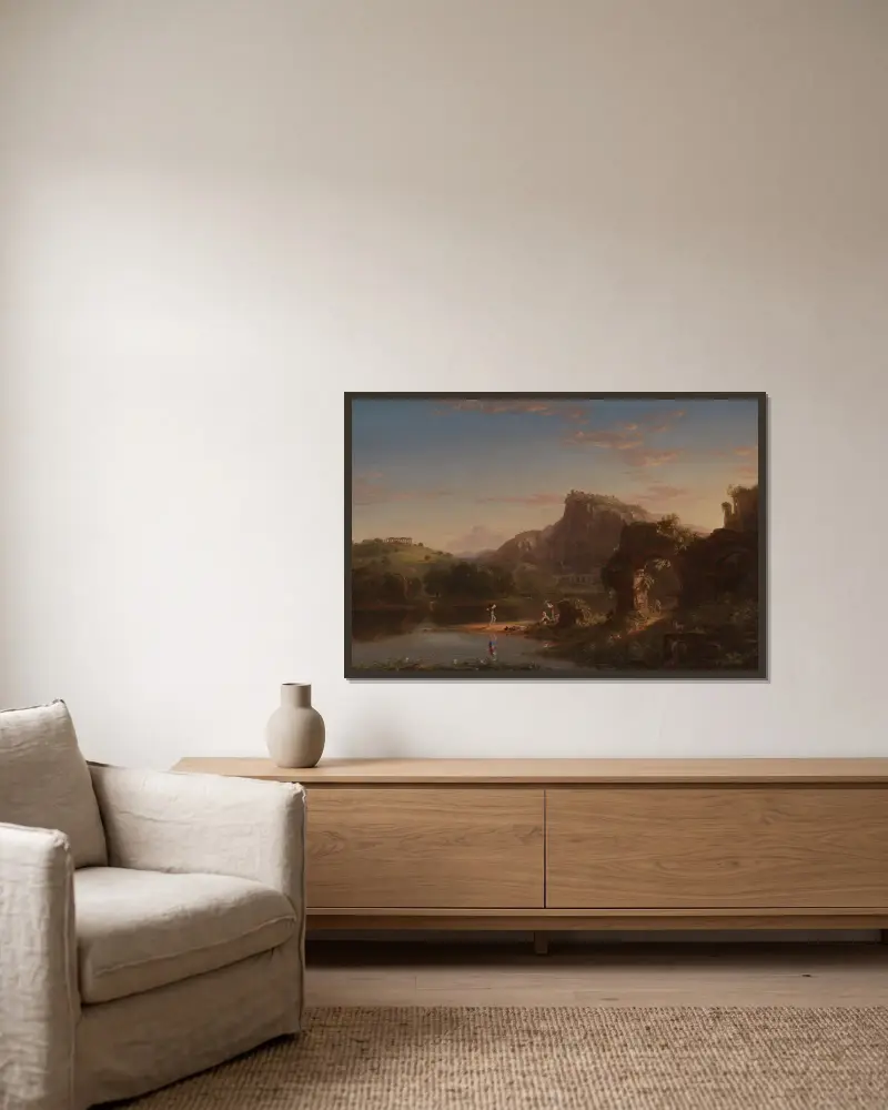 L’Allegro av Thomas Cole inramad på en vägg
