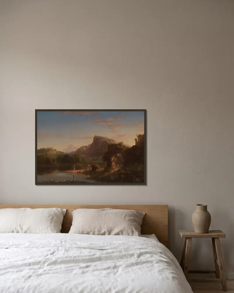L’Allegro av Thomas Cole inramad på en vägg