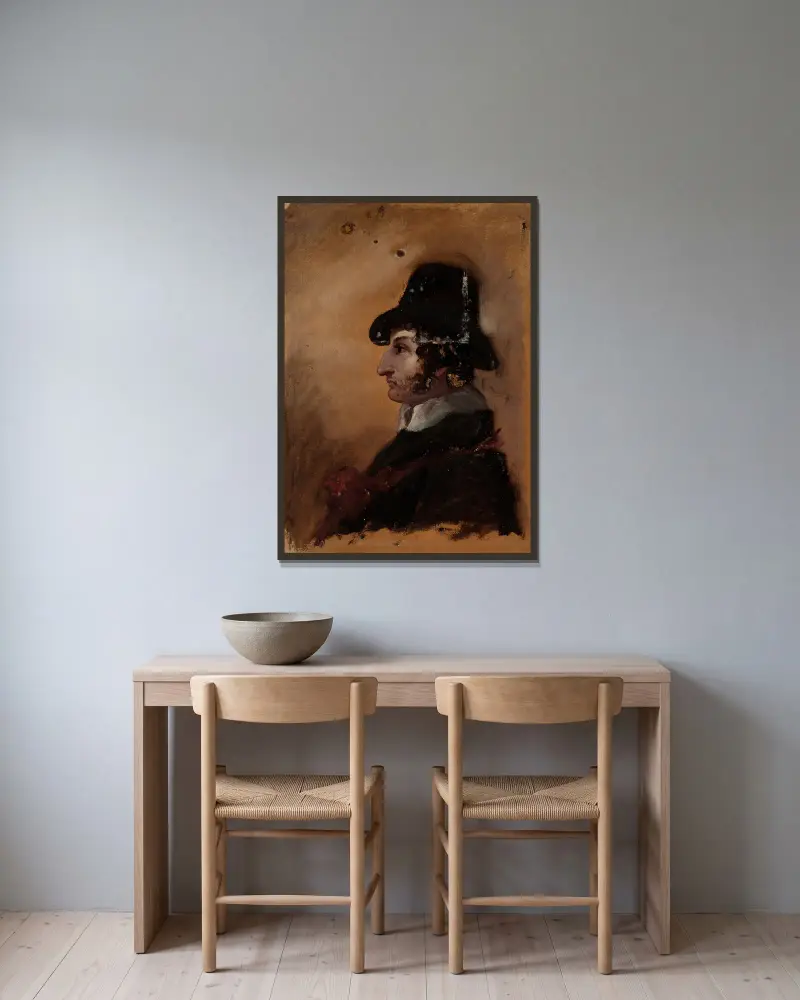 Muž v cylindru, Thomas Cole v rámu na stěně