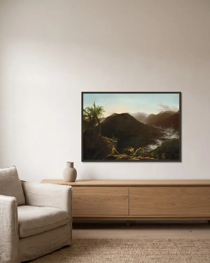 Wschód słońca w Catskills, Thomas Cole w ramie na ścianie