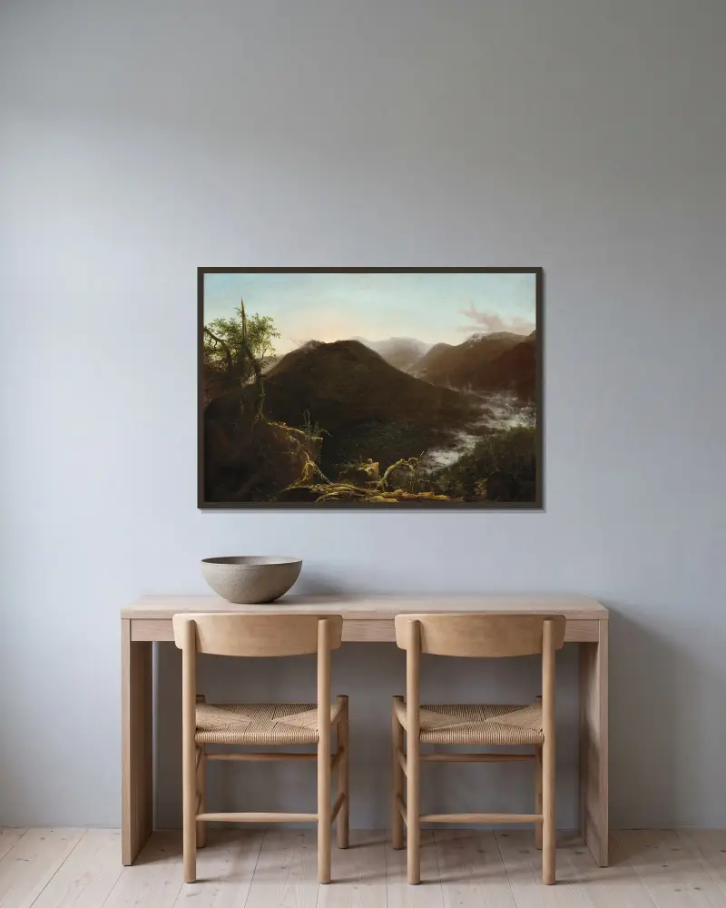 Wschód słońca w Catskills, Thomas Cole w ramie na ścianie