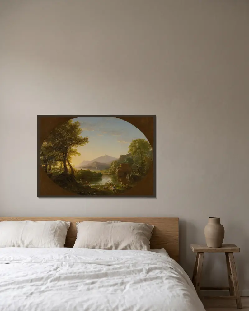 Młyn, zachód słońca, Thomas Cole w ramie na ścianie
