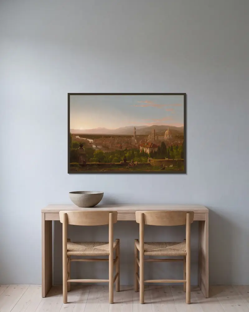 Pohled na Florencii, Thomas Cole v rámu na stěně
