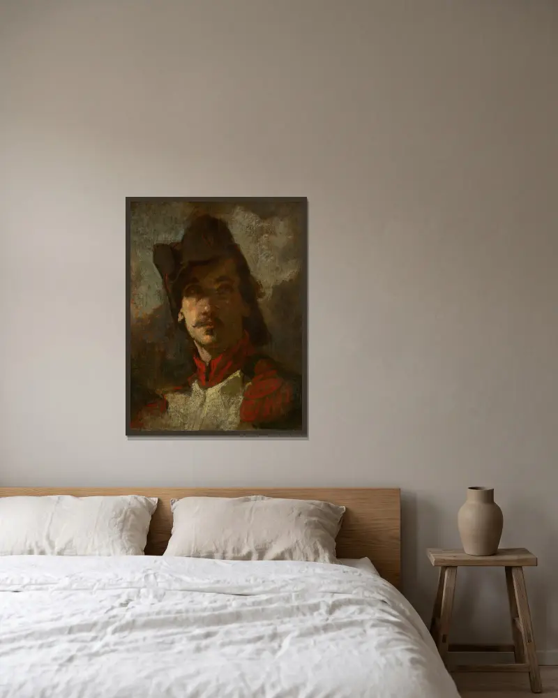 Ein Freiwilliger von 1792 von Thomas Couture gerahmt an einer Wand