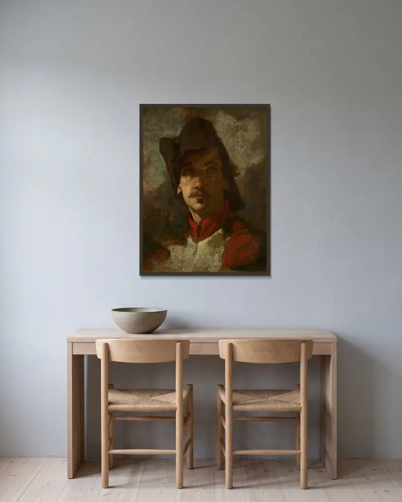 Ein Freiwilliger von 1792 von Thomas Couture gerahmt an einer Wand