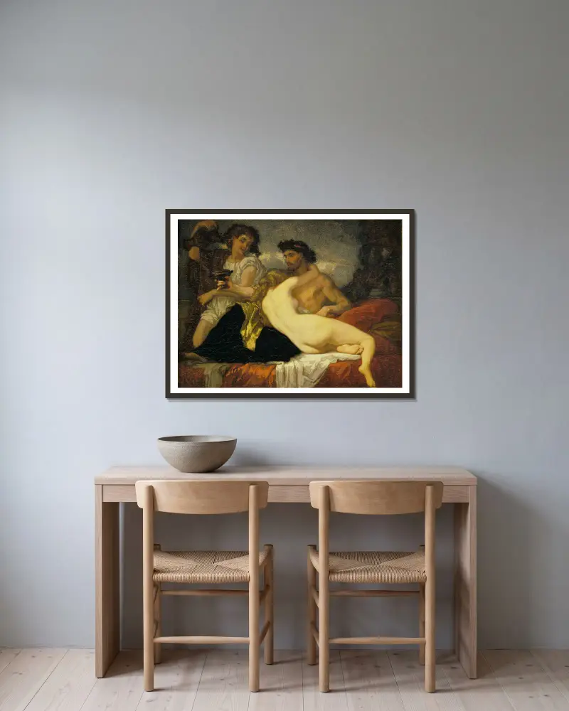 Horace and Lydia av Thomas Couture inramad på en vägg