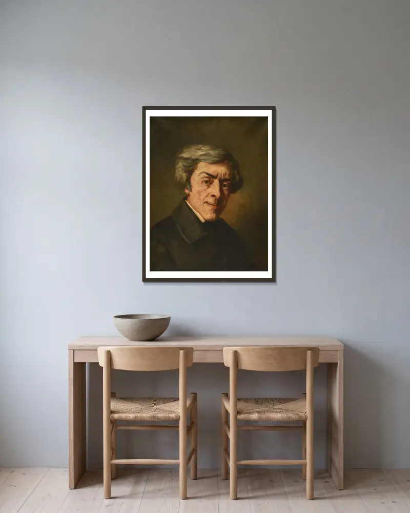 Jules Michelet av Thomas Couture inramad på en vägg