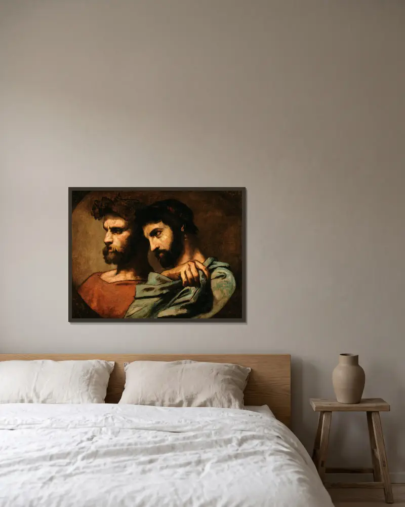Les deux philosophes av Thomas Couture inramad på en vägg