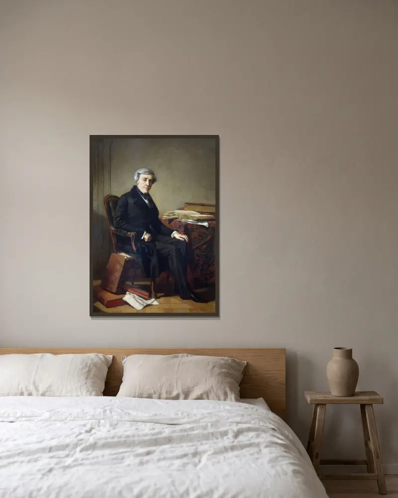 Portrait de Jules Michelet (1798-1874), historien av Thomas Couture inramad på en vägg