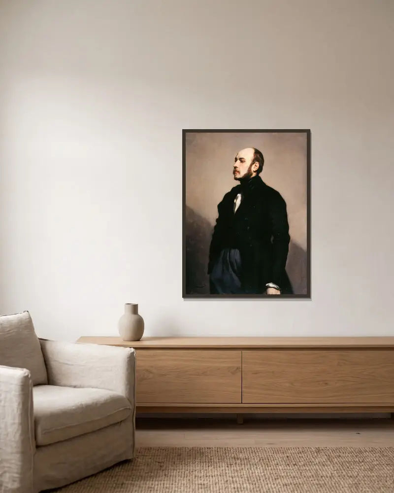 Portrait de Léon Ohnet av Thomas Couture inramad på en vägg