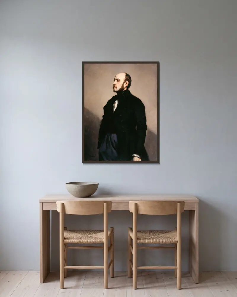 Portrait de Léon Ohnet av Thomas Couture inramad på en vägg