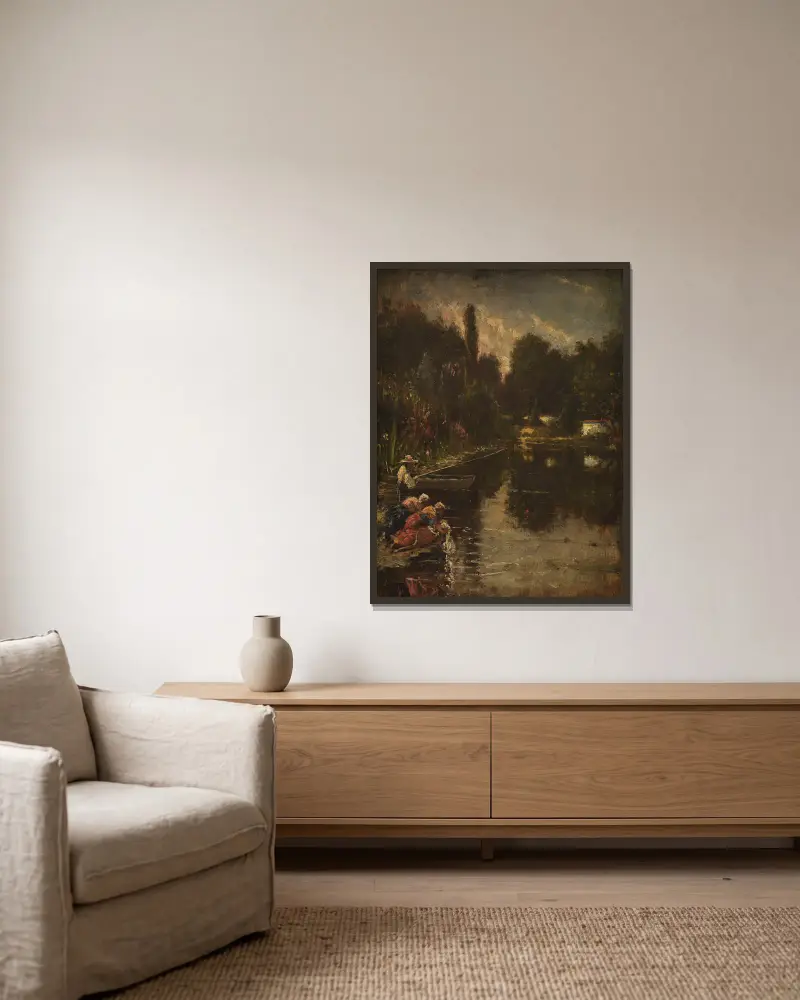 Wäscherinnen von Thomas Couture gerahmt an einer Wand