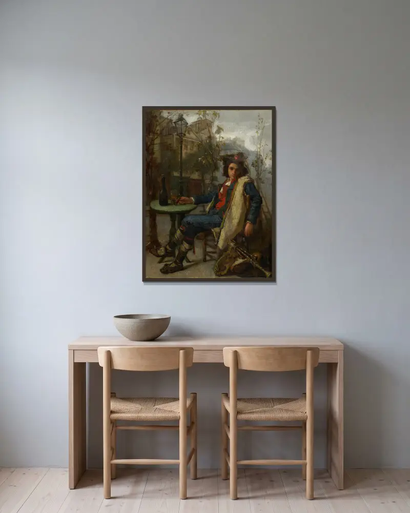 Ung italiensk gatumusikant av Thomas Couture inramad på en vägg