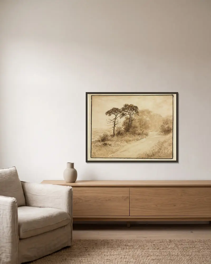 Landschaft mit gewundenem Weg von Thomas Doughty gerahmt an einer Wand