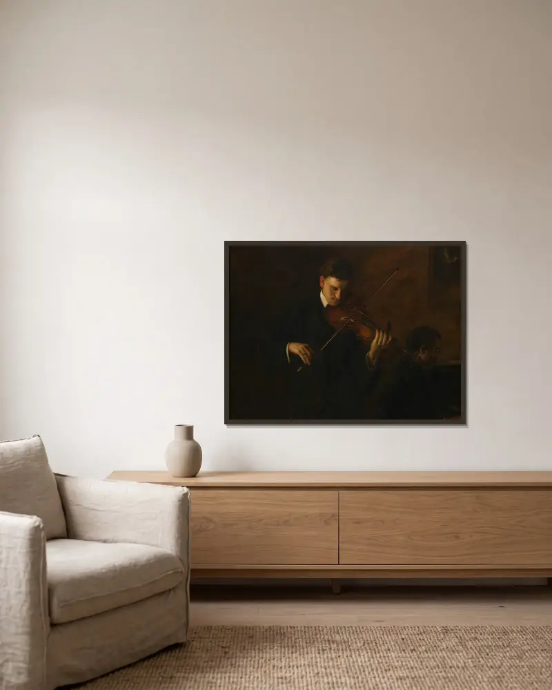 Music av Thomas Eakins inramad på en vägg