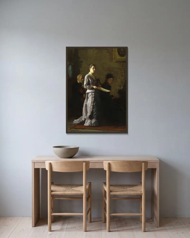 Eine pathetische Weise singen von Thomas Eakins gerahmt an einer Wand