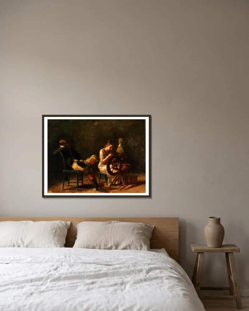 Die Brautwerbung von Thomas Eakins gerahmt an einer Wand