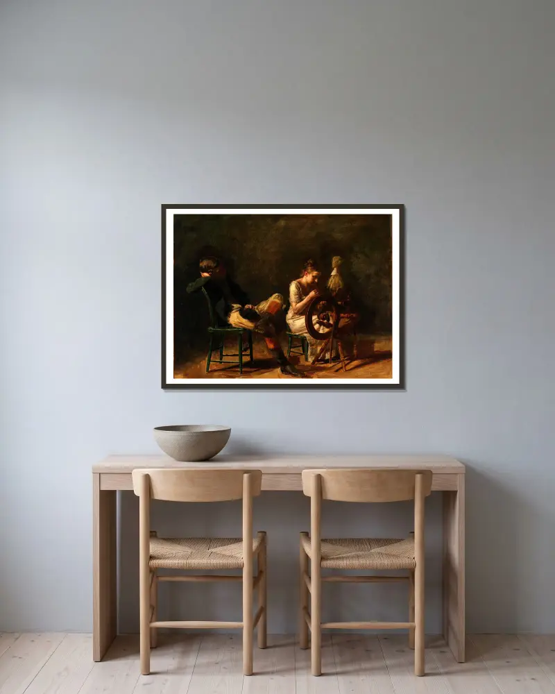 Die Brautwerbung von Thomas Eakins gerahmt an einer Wand