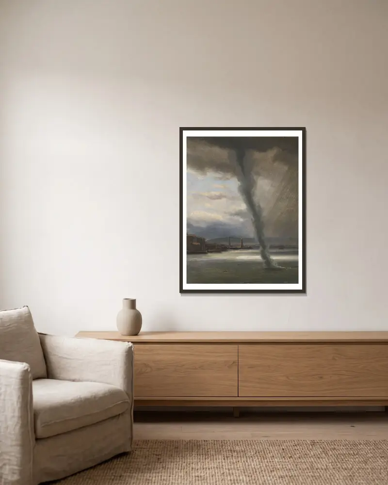Ein Tornado über dem Golf von Neapel von Thomas Fearnley gerahmt an einer Wand