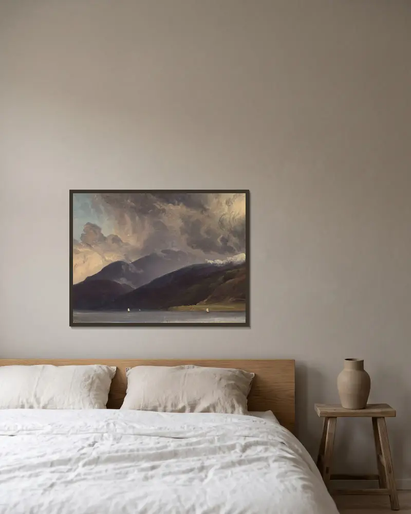 Från Balestrand vid Sognefjorden av Thomas Fearnley inramad på en vägg