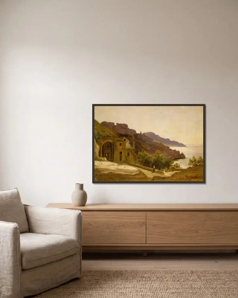 Terrass nära Amalfi av Thomas Fearnley inramad på en vägg
