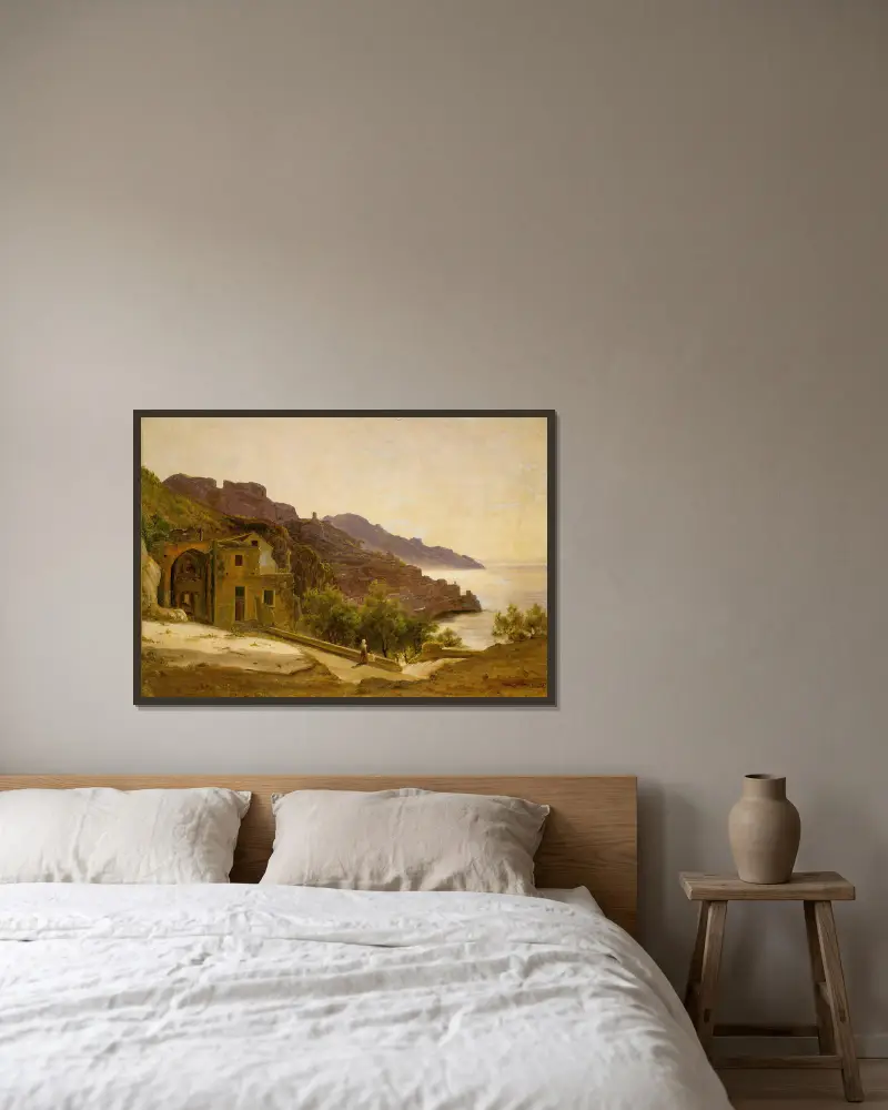 Terrass nära Amalfi av Thomas Fearnley inramad på en vägg