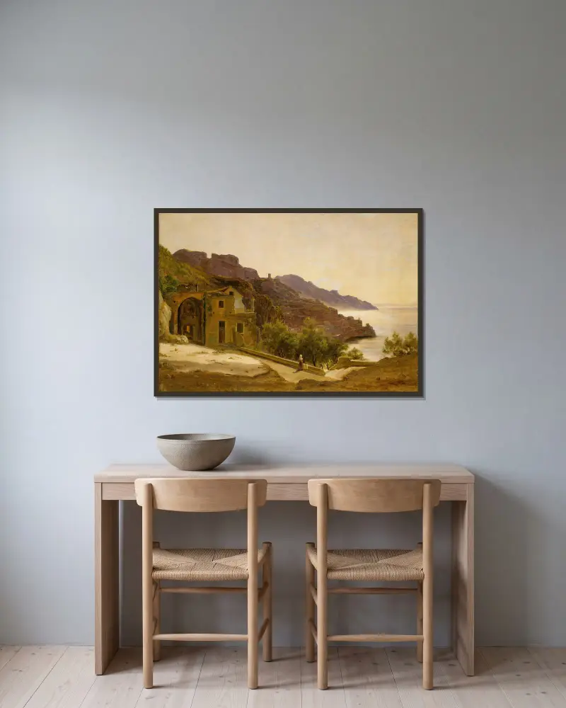 Terrass nära Amalfi av Thomas Fearnley inramad på en vägg