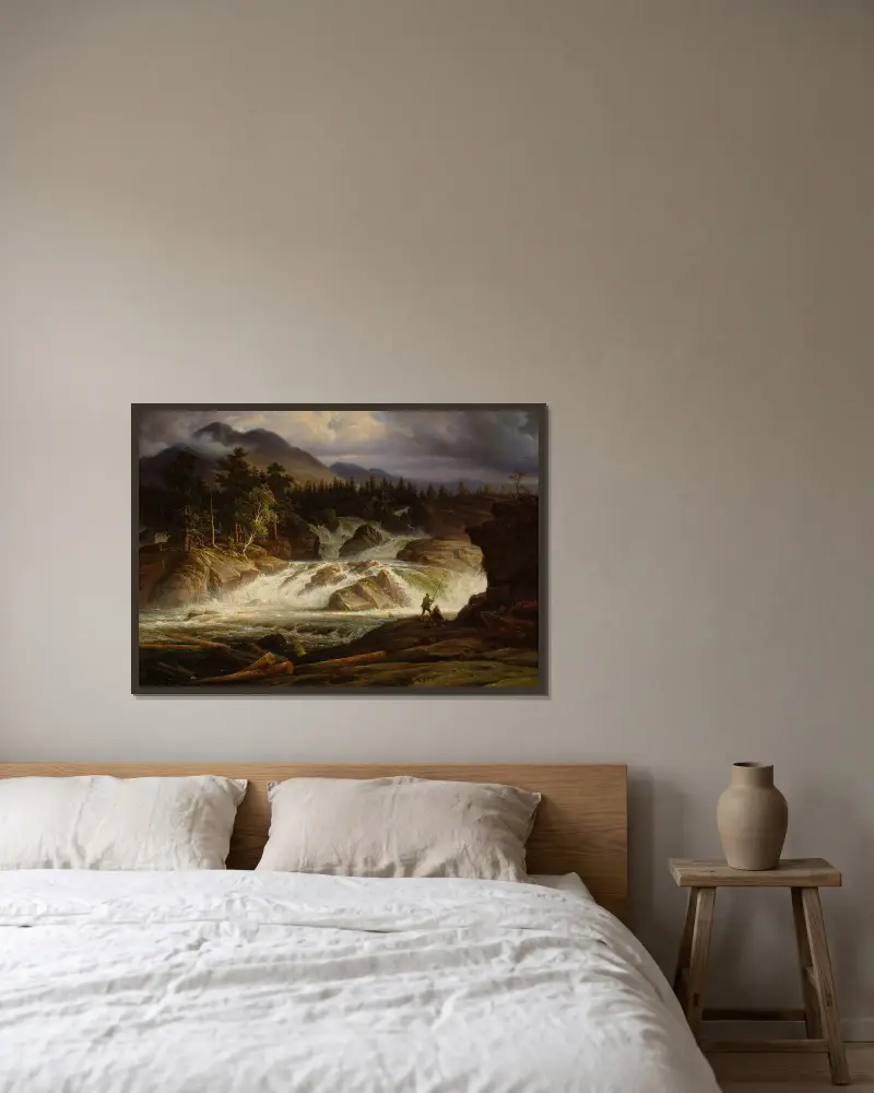 The Labro Falls, 1838 av Thomas Fearnley inramad på en vägg