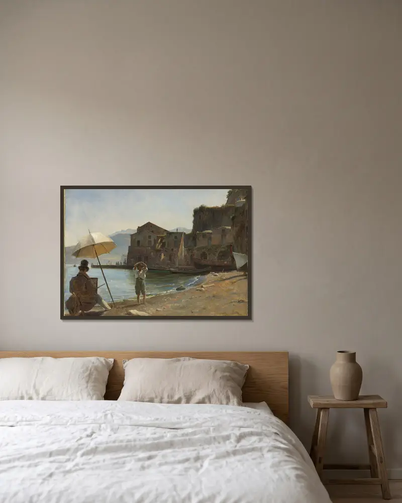 Der Maler und der Knabe von Thomas Fearnley gerahmt an einer Wand