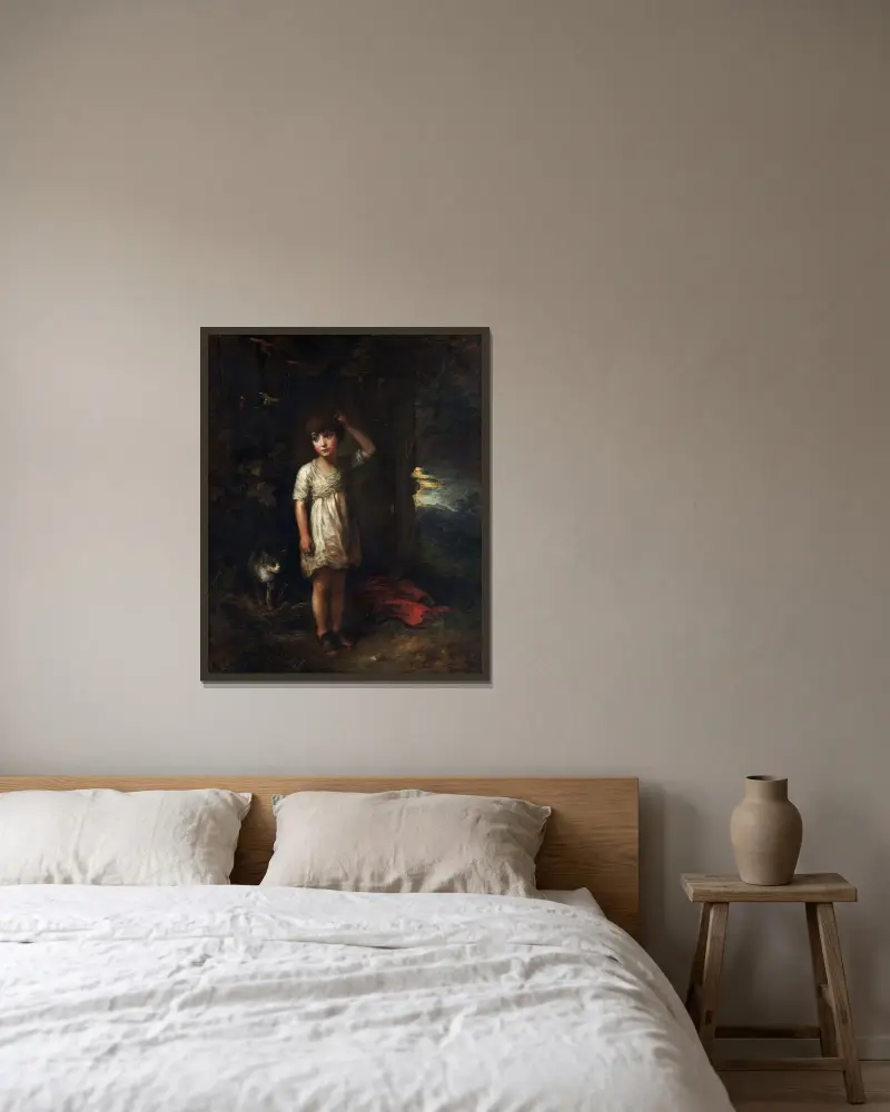 Pojke med katt, morgon av Thomas Gainsborough inramad på en vägg