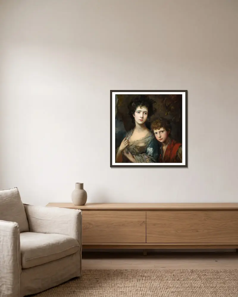 Elizabeth och Thomas Linley av Thomas Gainsborough inramad på en vägg