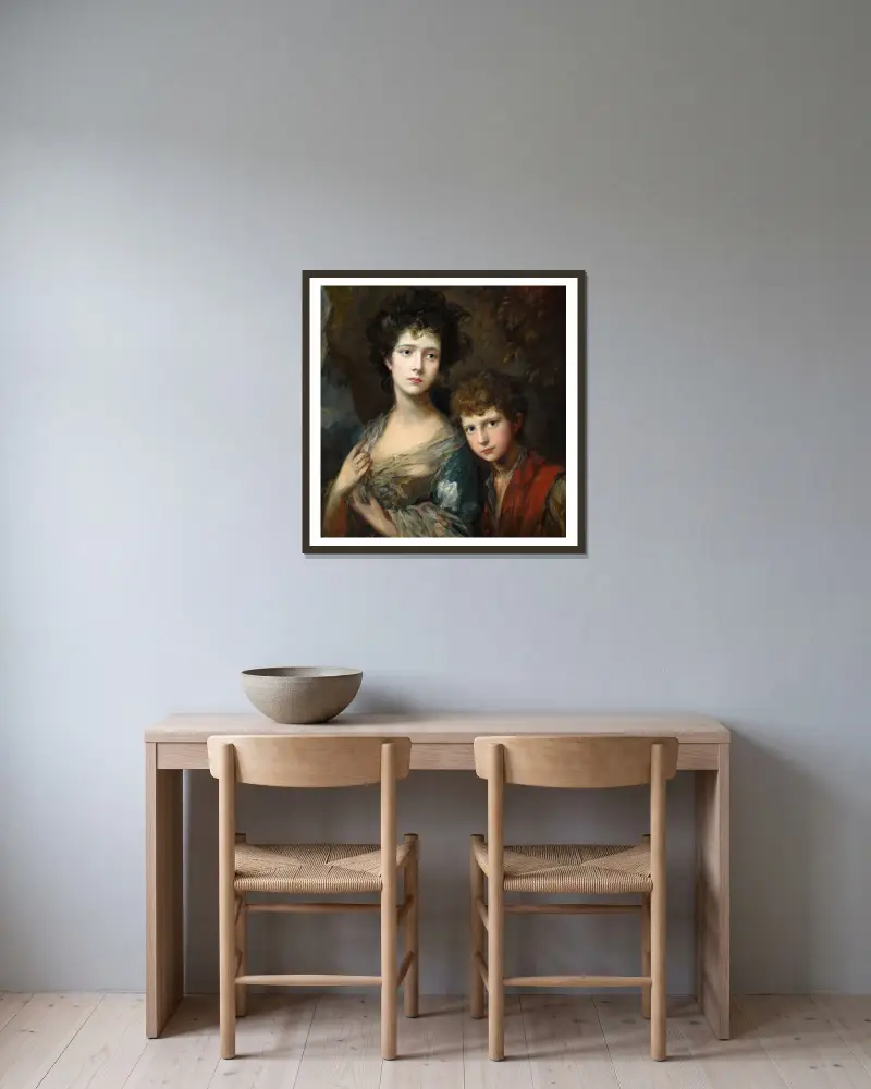 Elizabeth och Thomas Linley av Thomas Gainsborough inramad på en vägg