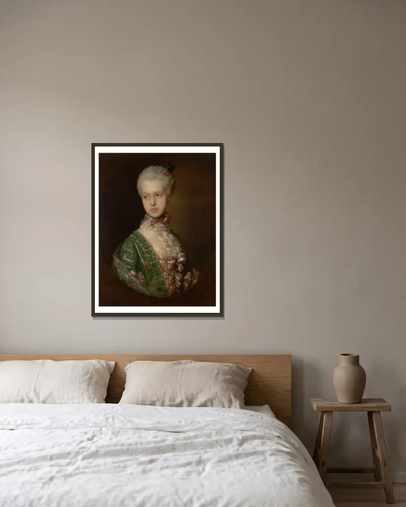 Elizabeth Wrottesley, senare hertiginna av Grafton av Thomas Gainsborough inramad på en vägg
