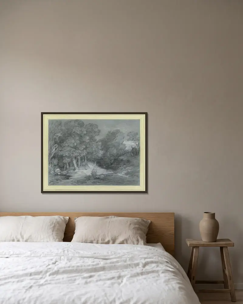 Forest landscape av Thomas Gainsborough inramad på en vägg
