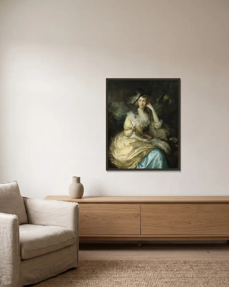 Frances Susanna, Lady de Dunstanville von Thomas Gainsborough gerahmt an einer Wand