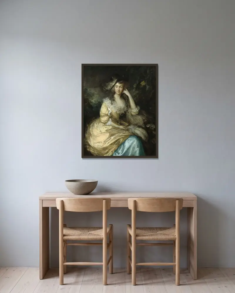Frances Susanna, Lady de Dunstanville von Thomas Gainsborough gerahmt an einer Wand