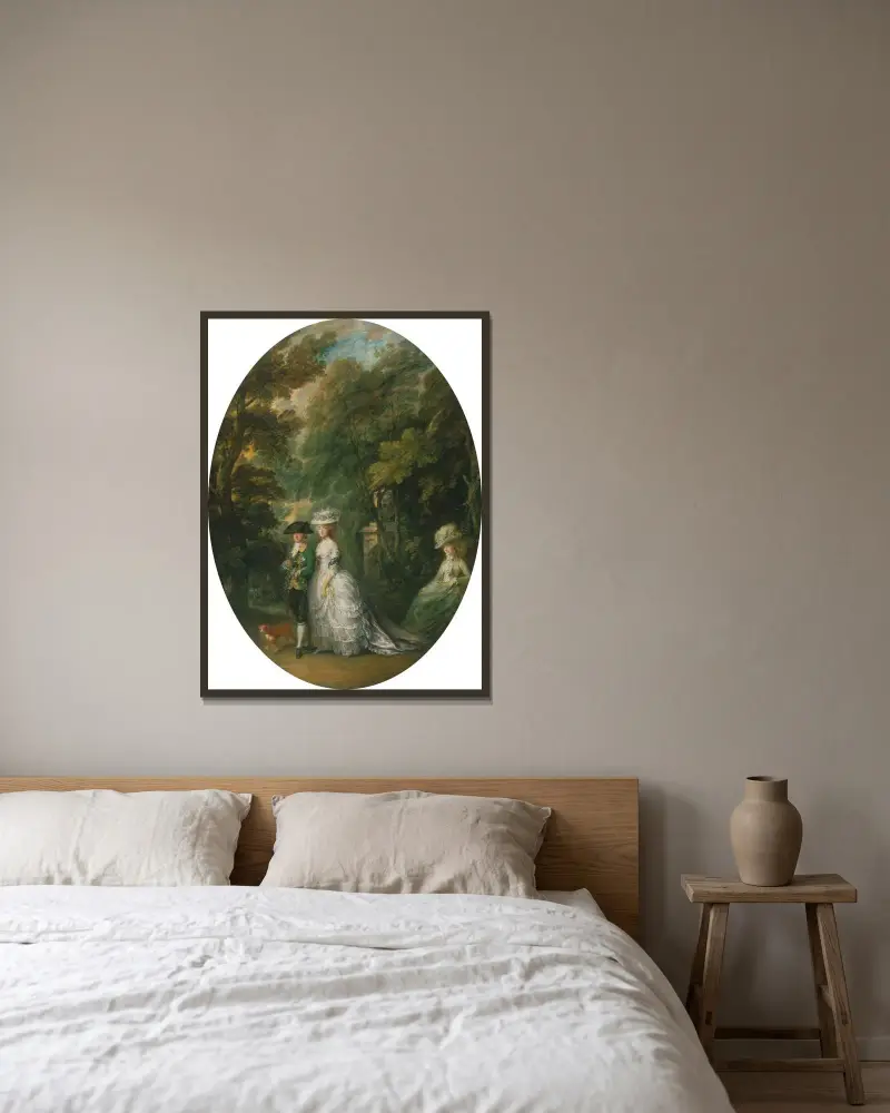 Henry, hertig av Cumberland (1745–90) med hertiginnan av Cumberland (1743–1808) och lady Elizabeth Luttrell av Thomas Gainsborough inramad på en vägg
