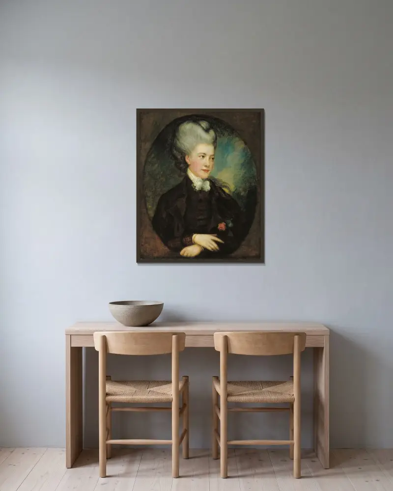 Lady Georgiana Poyntz, grevinna Spencer av Thomas Gainsborough inramad på en vägg