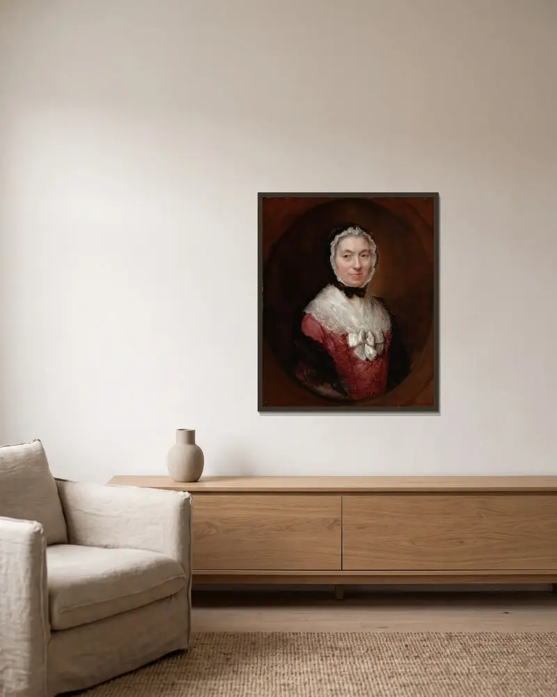 Dáma v čepci, Thomas Gainsborough v rámu na stěně