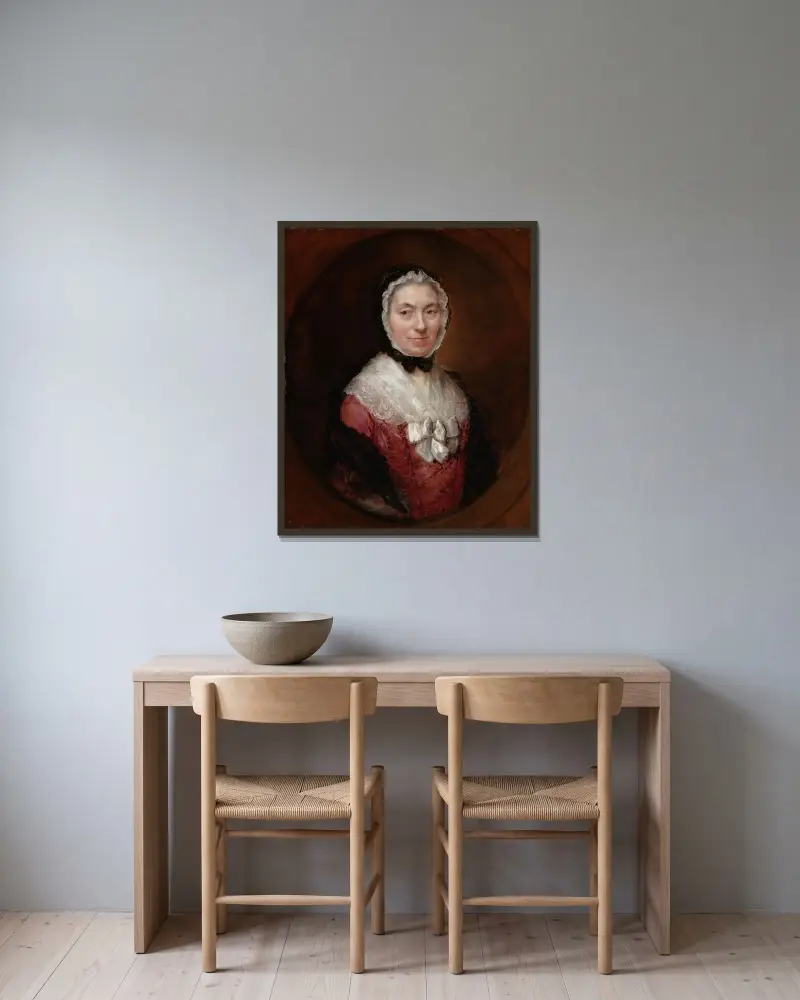 Dáma v čepci, Thomas Gainsborough v rámu na stěně