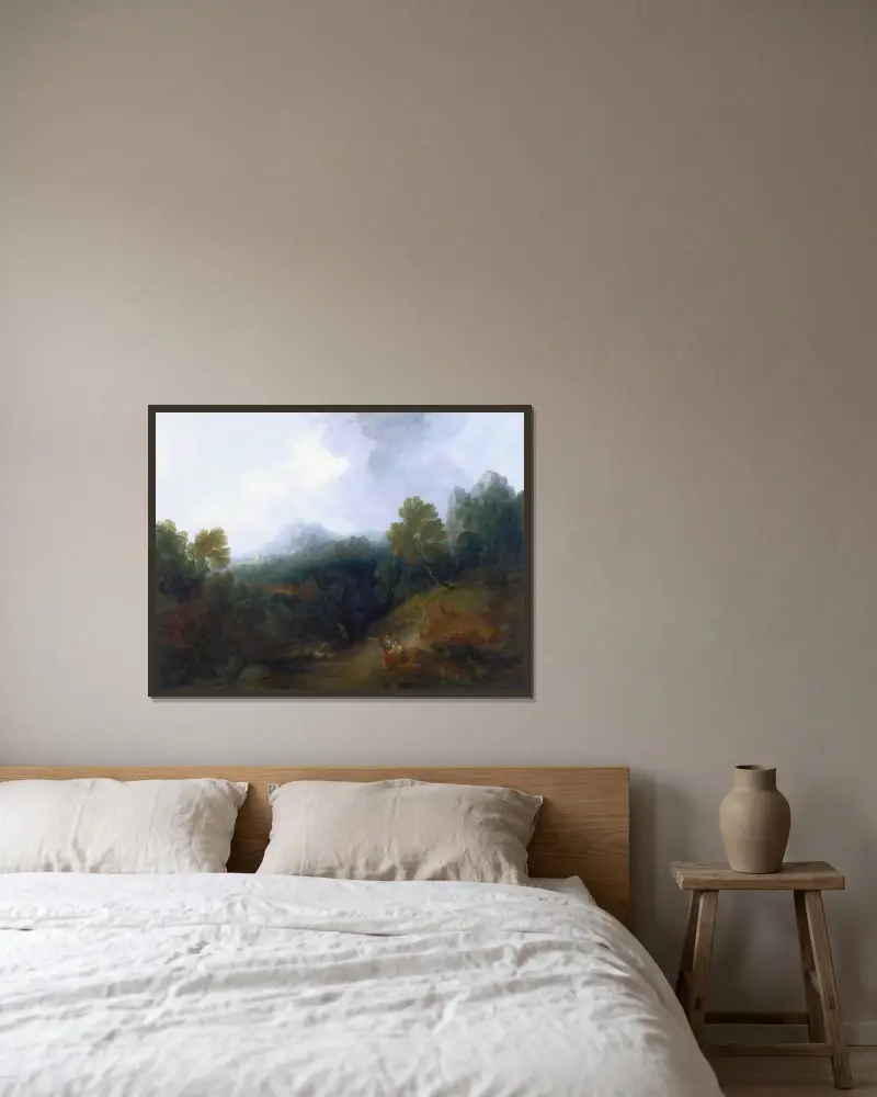 Landskap med en fårflock av Thomas Gainsborough inramad på en vägg
