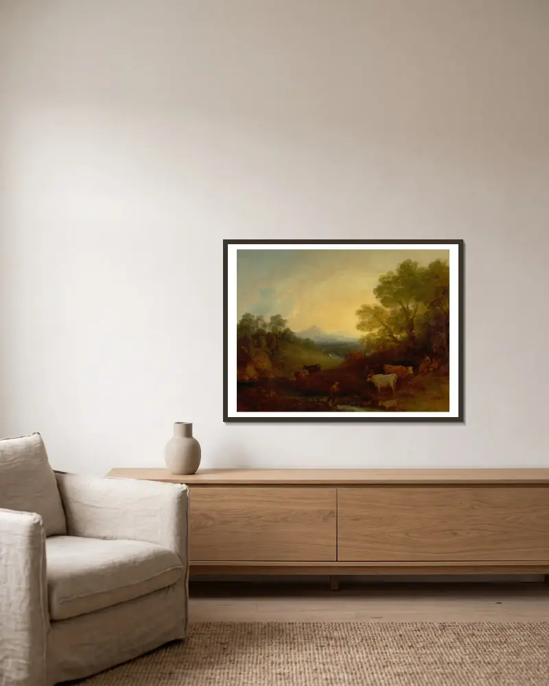 Pejzaż z bydłem, nr 1, Thomas Gainsborough w ramie na ścianie