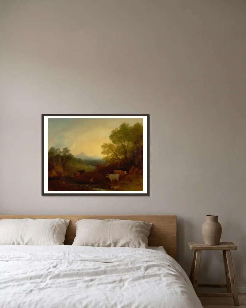 Pejzaż z bydłem, nr 1, Thomas Gainsborough w ramie na ścianie
