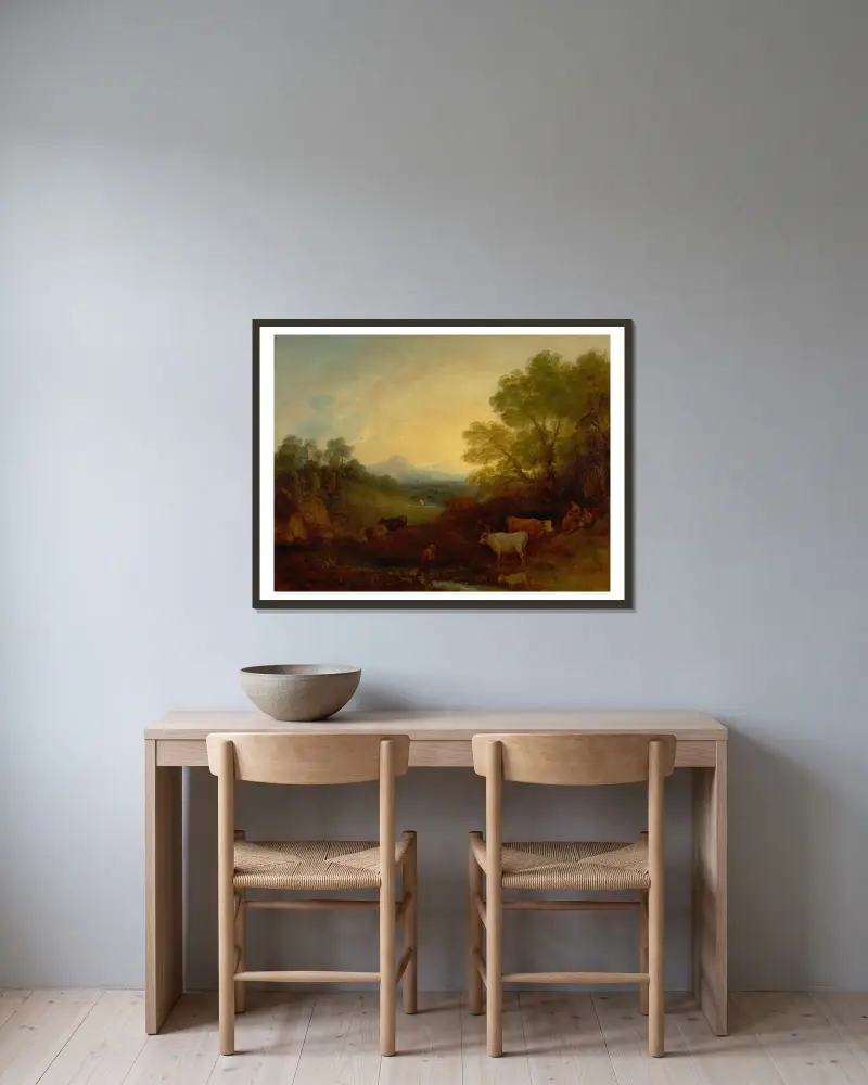 Pejzaż z bydłem, nr 1, Thomas Gainsborough w ramie na ścianie