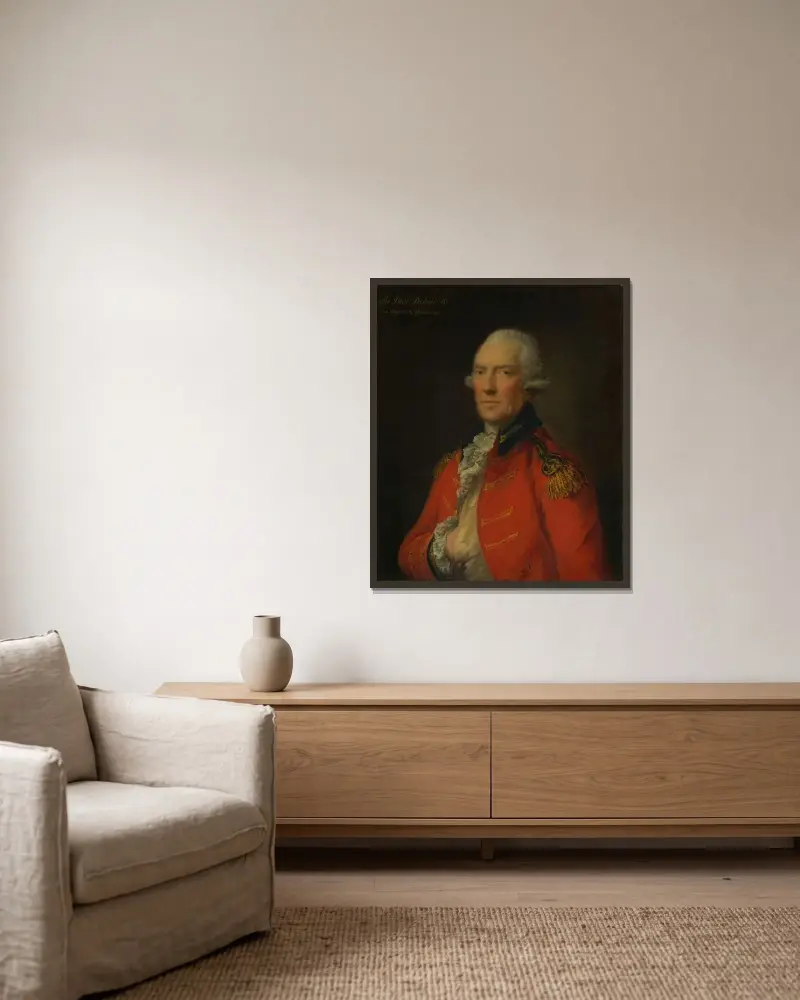 Överstelöjtnant Paul Pechell av Thomas Gainsborough inramad på en vägg