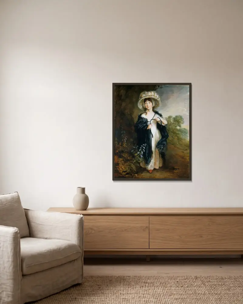 Miss Elizabeth Haverfield av Thomas Gainsborough inramad på en vägg