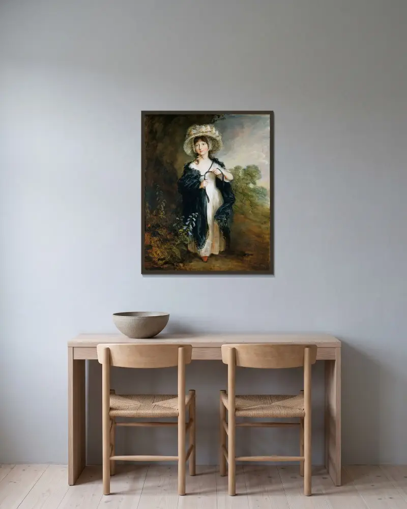 Miss Elizabeth Haverfield av Thomas Gainsborough inramad på en vägg