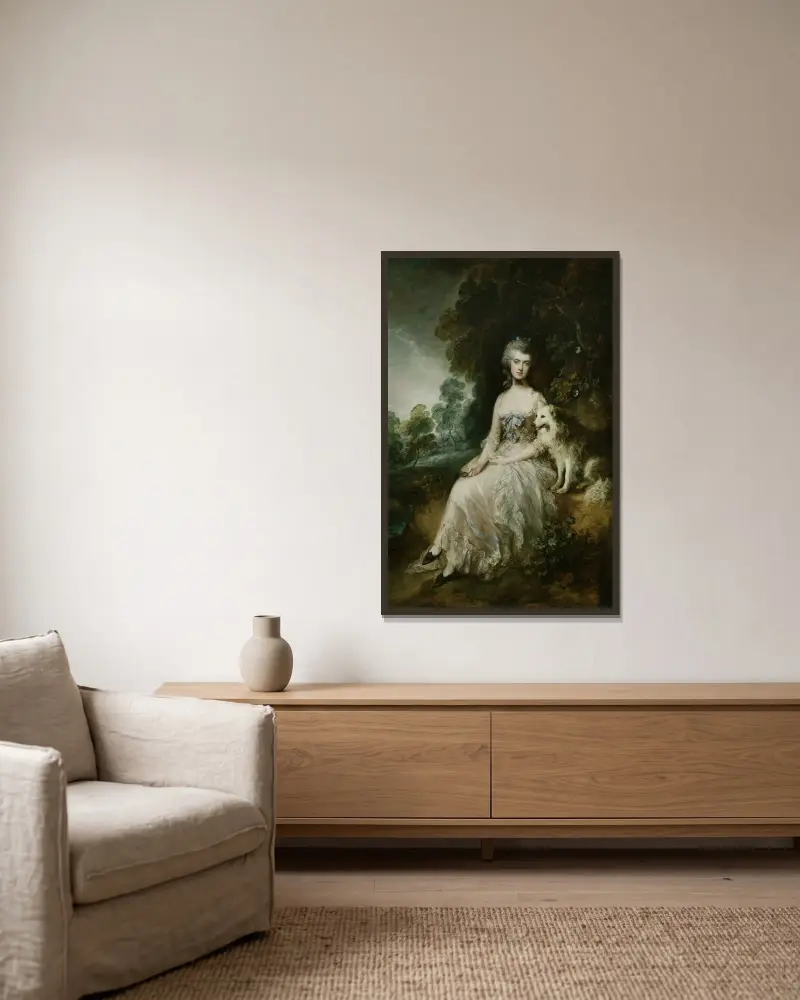 Mrs. Mary Robinson (Perdita) von Thomas Gainsborough gerahmt an einer Wand