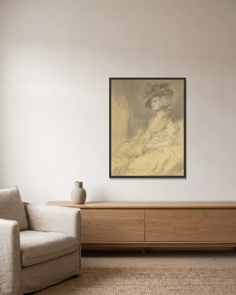 Paní Sarah Siddonsová, 1785 – Nr. 2, Thomas Gainsborough v rámu na stěně