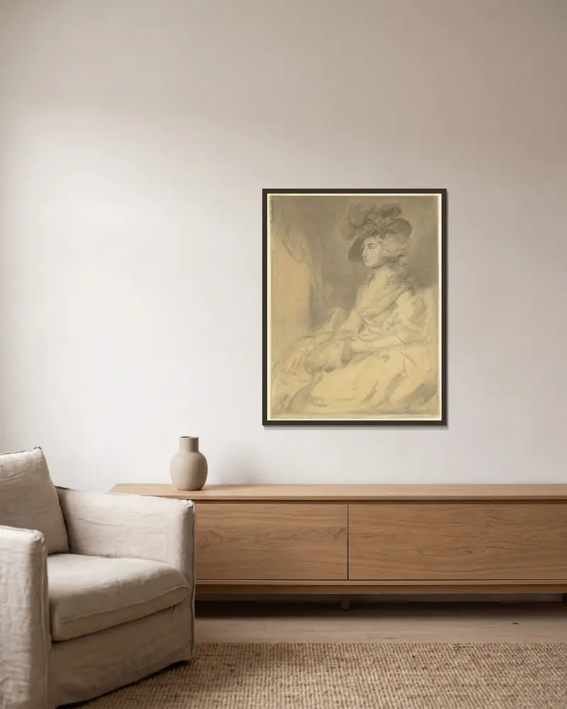 Paní Sarah Siddonsová, 1785 – Nr. 1, Thomas Gainsborough v rámu na stěně